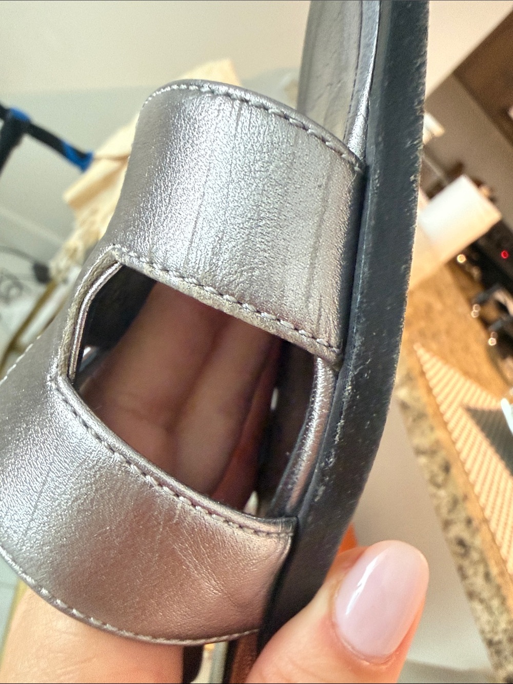 Pre-Owned Authentic Hermes Oran Sandal Silver Metallic Size 36 - Picture 9 of 15